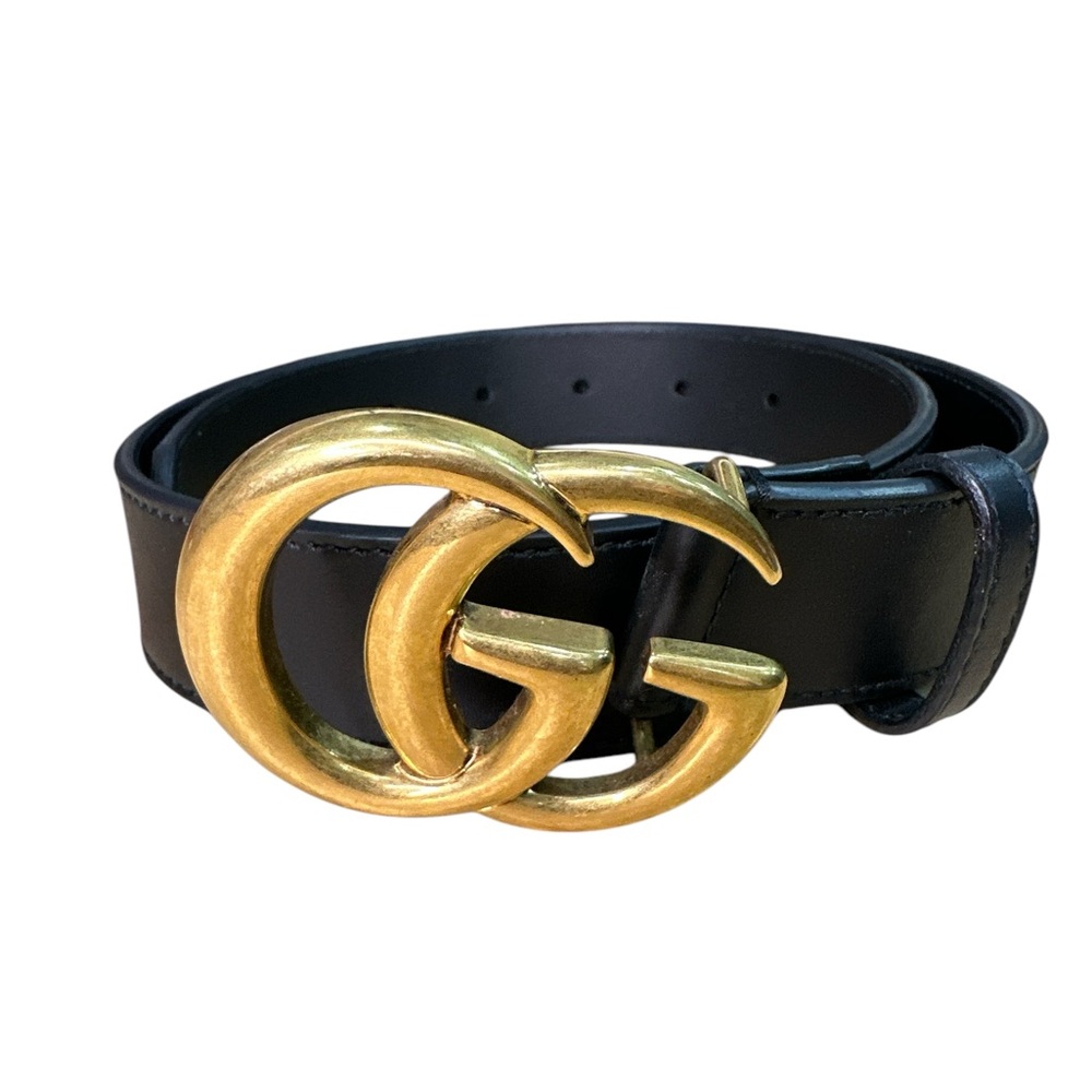 64. Gucci GG Marmont Black Belt - Full Set
